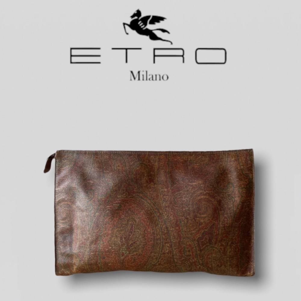Vintage Etro Paisley Jacquard Clutch Bag
